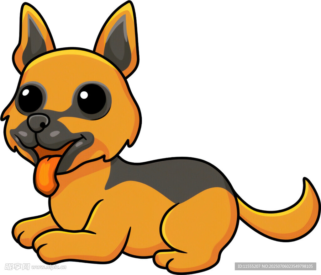 趴着的可爱卡通小狗
