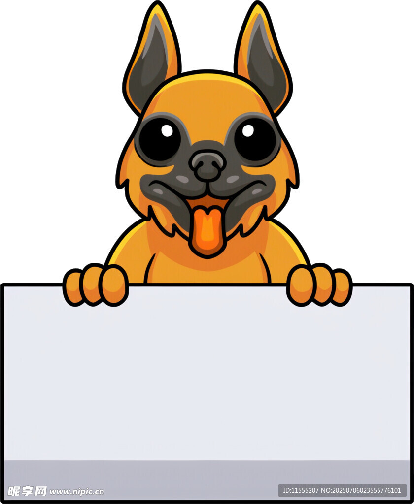 可爱小狗举空白标牌