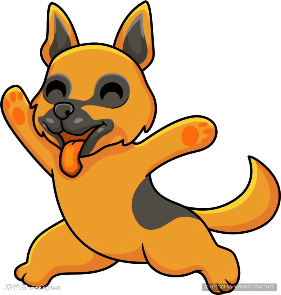 欢快跳跃的卡通小狗