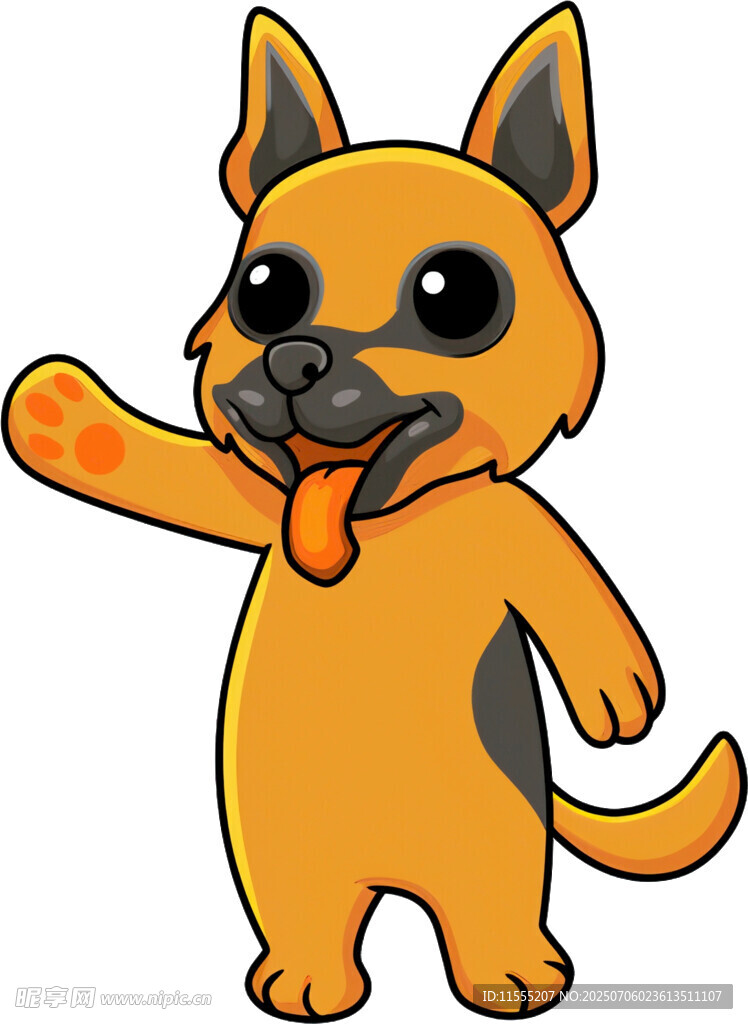 可爱卡通小狗打招呼