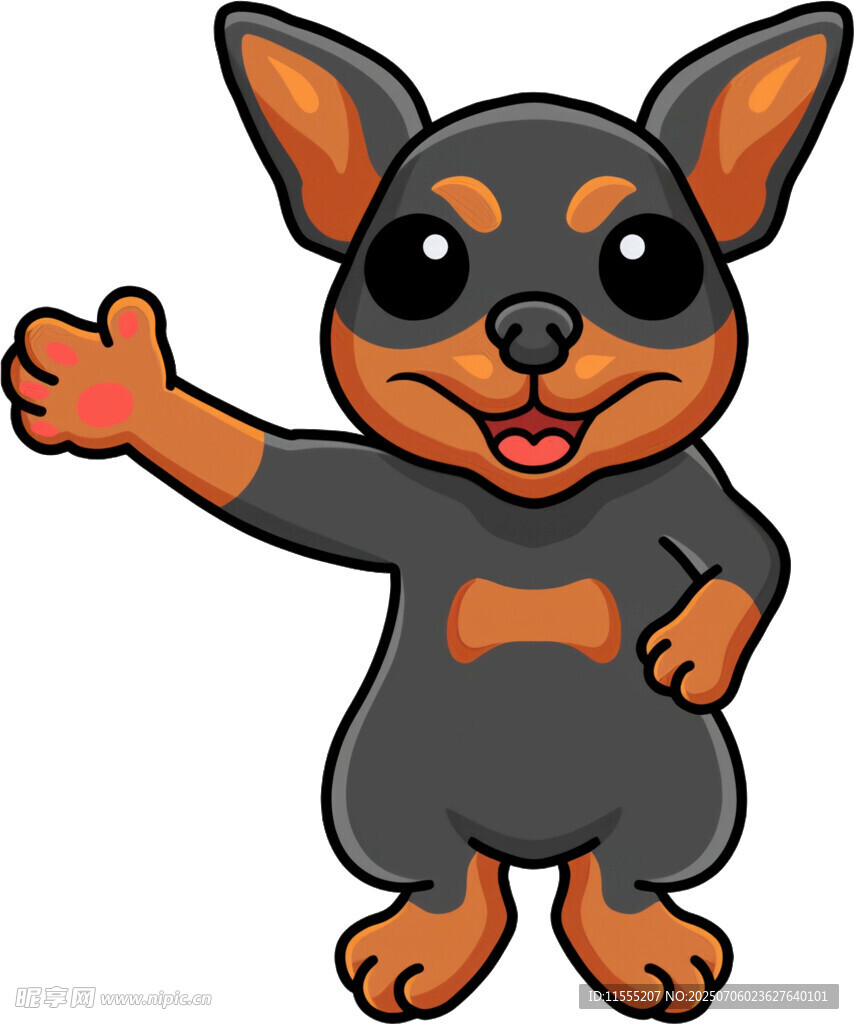 可爱小狗挥手卡通形象
