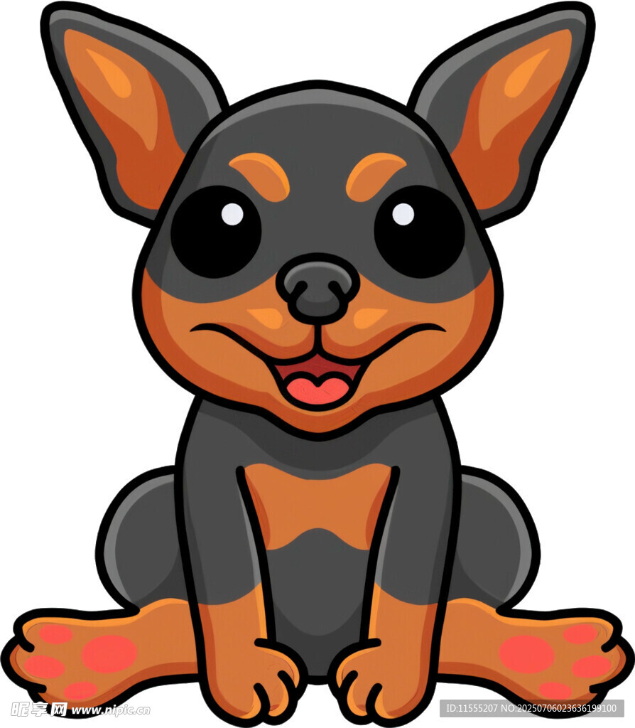 可爱坐地小狗狗插画