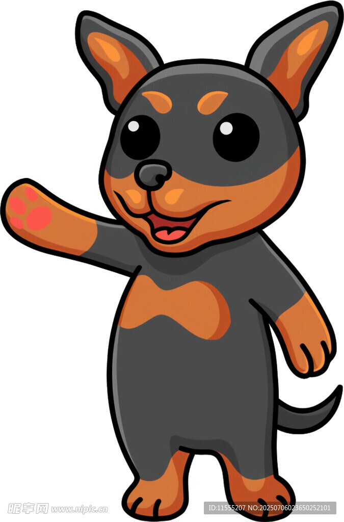 可爱招手小狗卡通形象