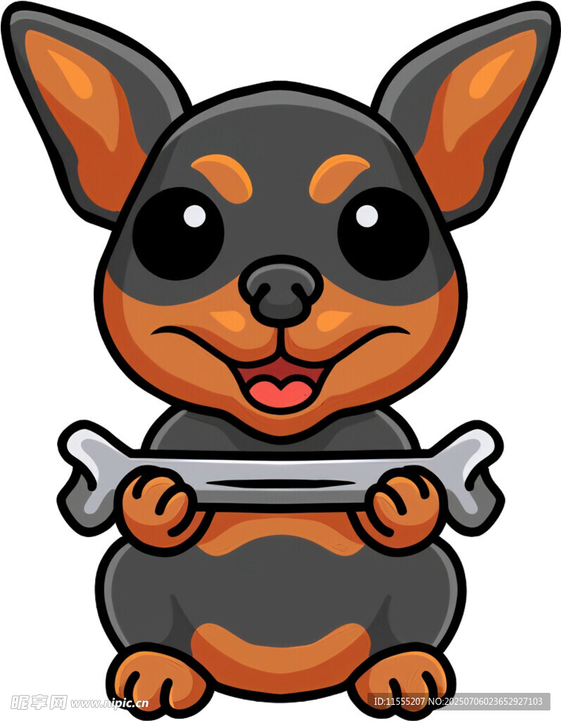 可爱小狗叼着骨头