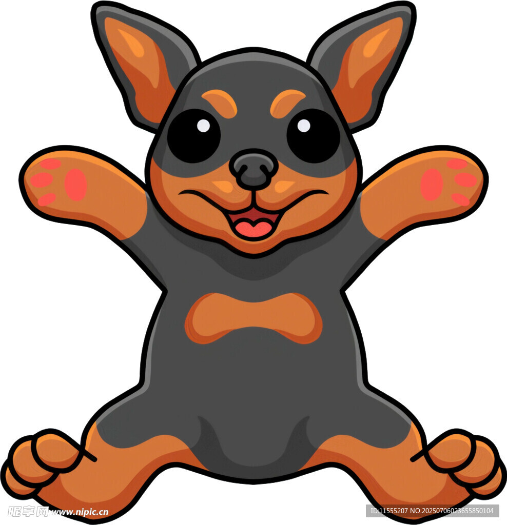 可爱卡通小狗张开双臂