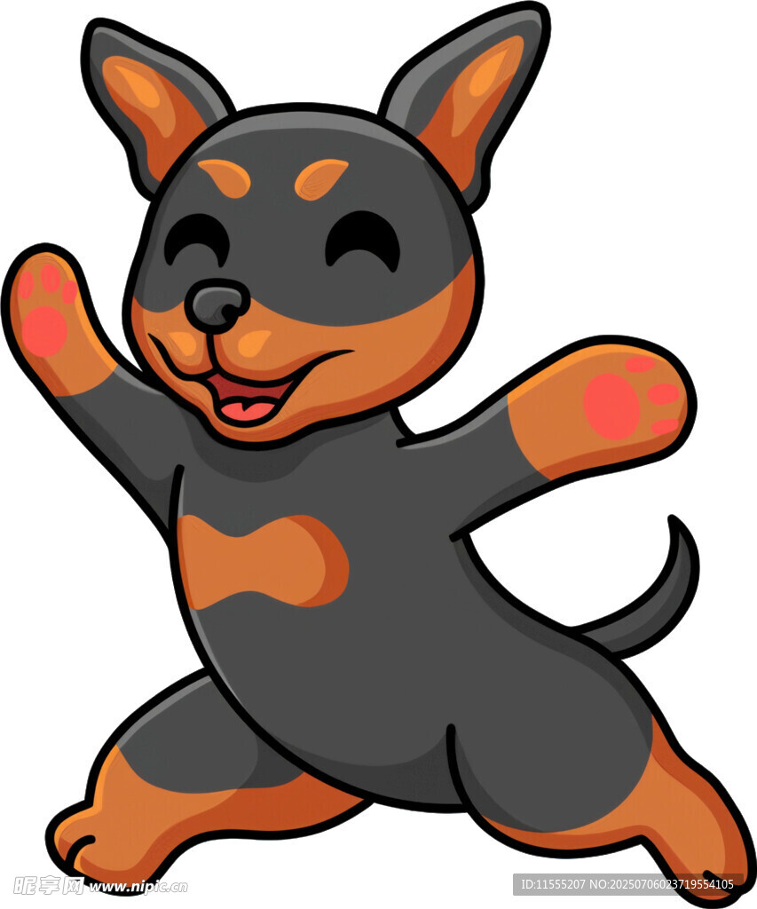 欢快跳跃的卡通小狗