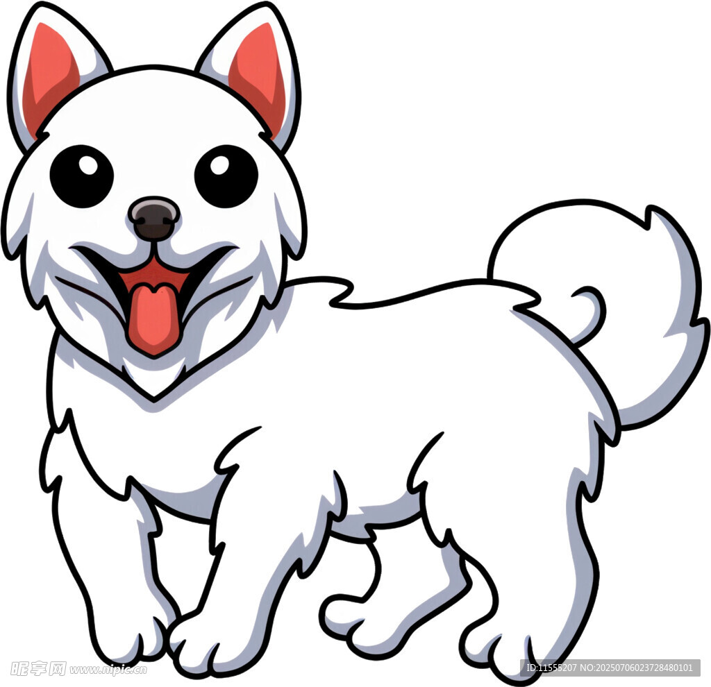 可爱白狗吐舌卡通形象