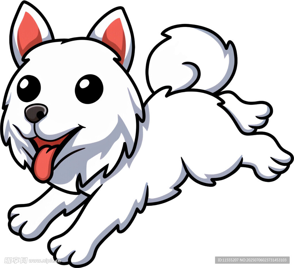 奔跑的可爱卡通小白狗