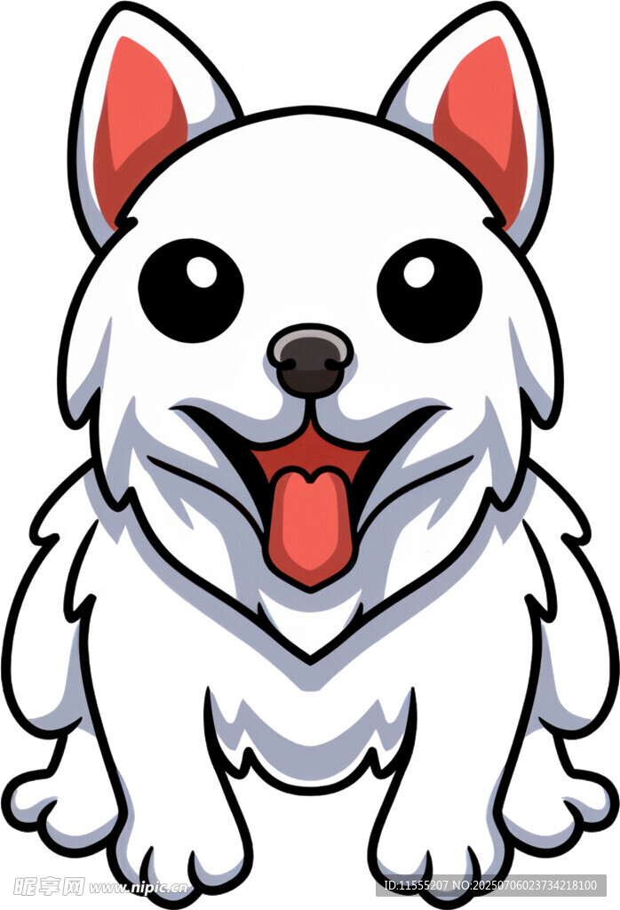 可爱白狗吐舌卡通形象