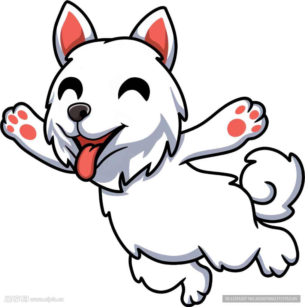 跳跃的可爱小白狗