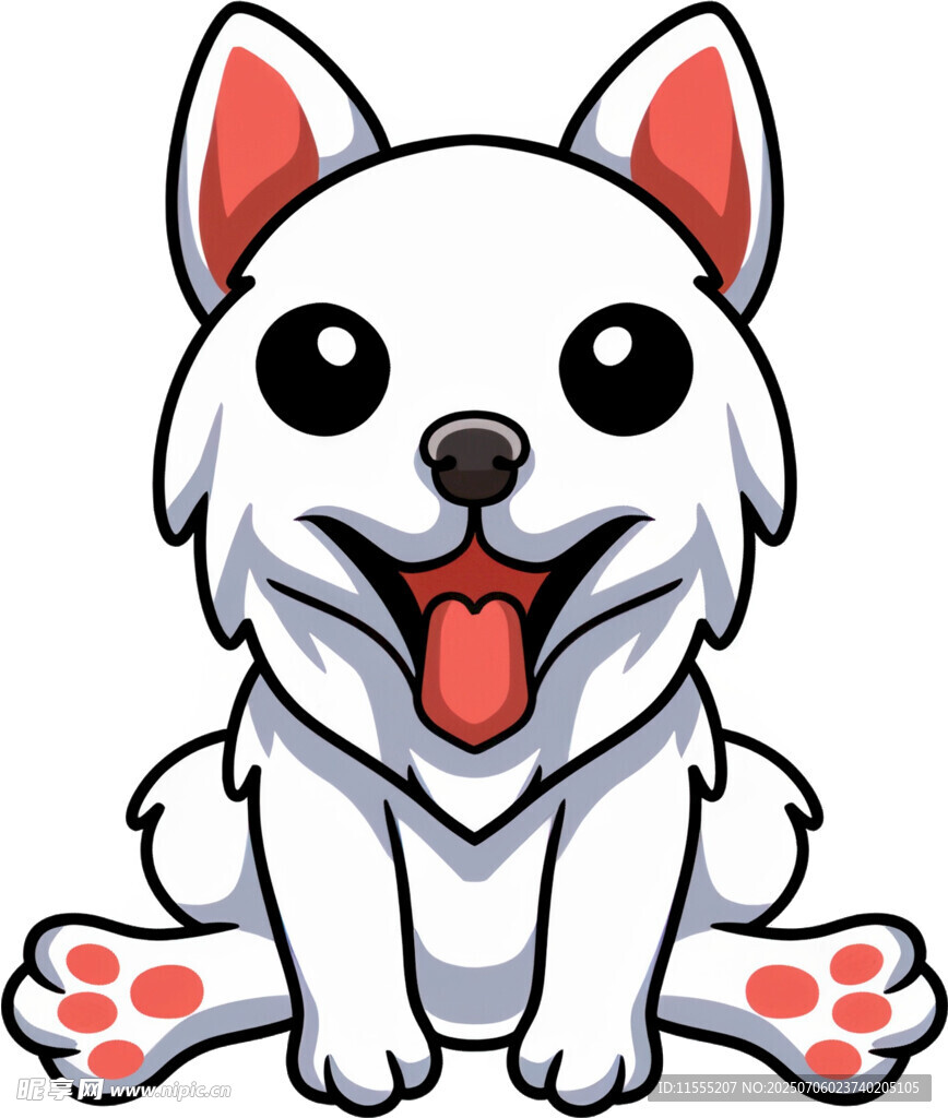 可爱白狗吐舌坐立