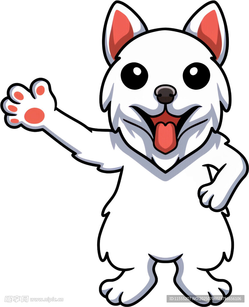 可爱白狗挥手打招呼