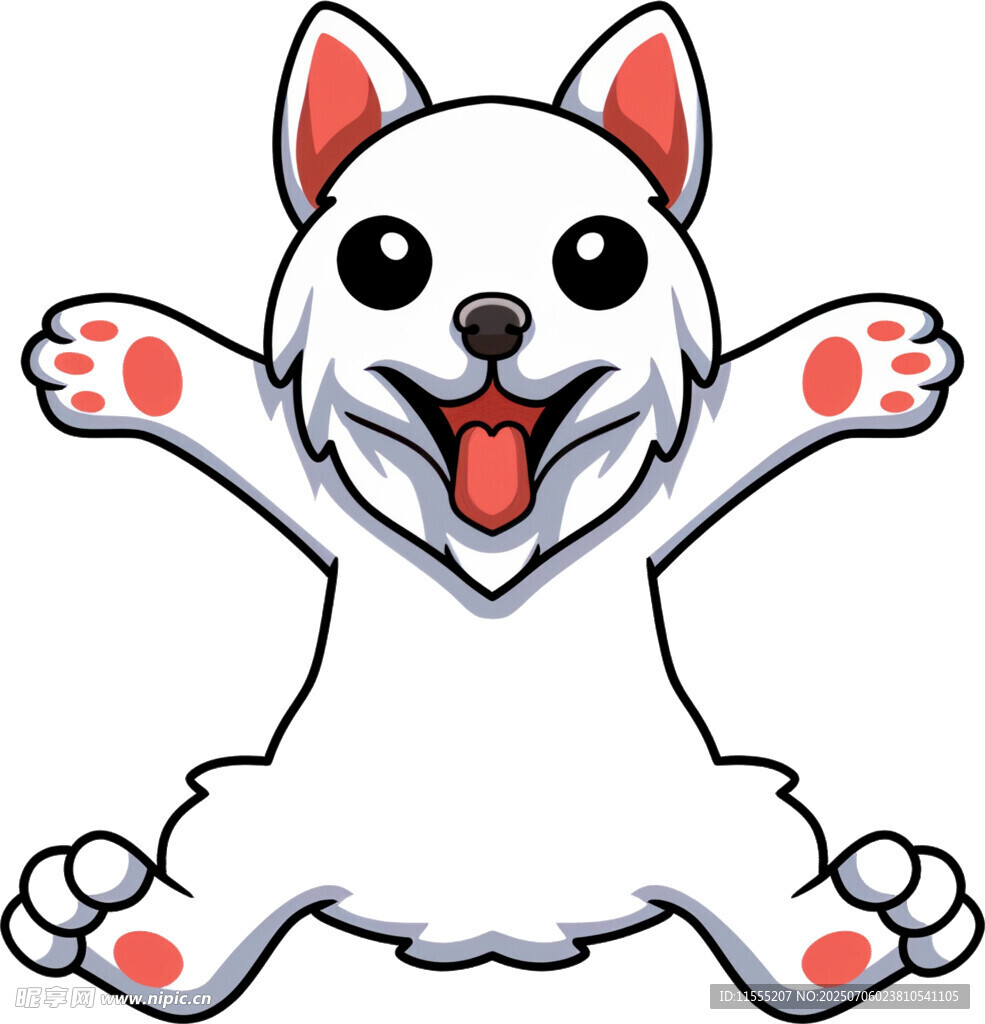 可爱白狗开心伸爪卖萌