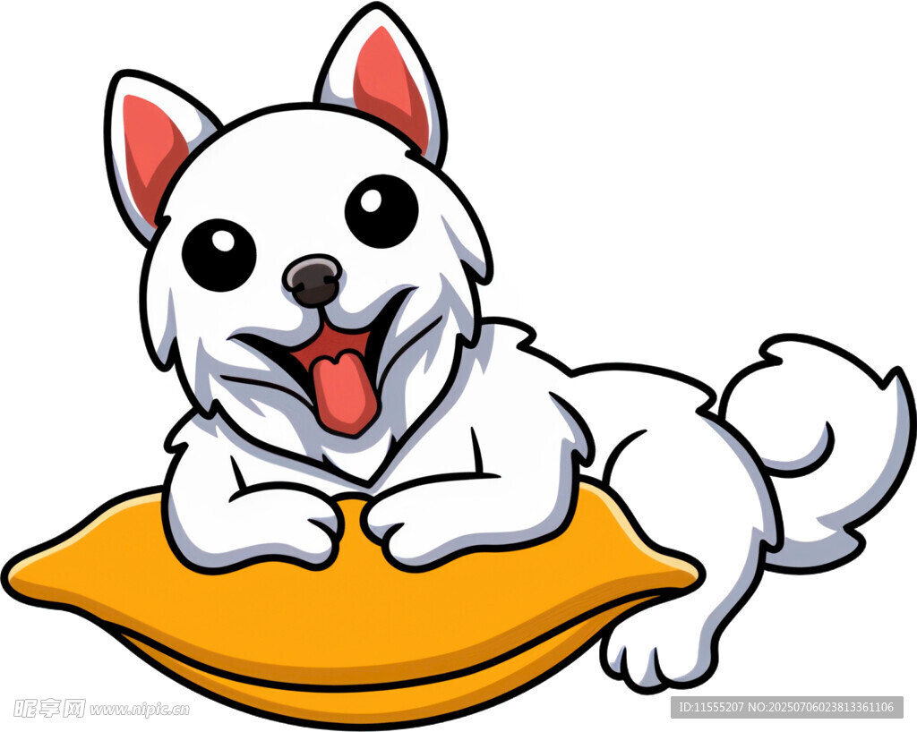 趴着的可爱卡通小白狗