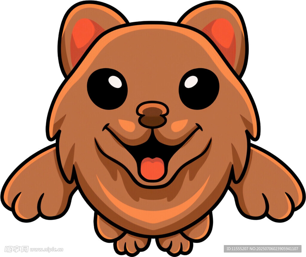 可爱棕色飞耳小狗形象