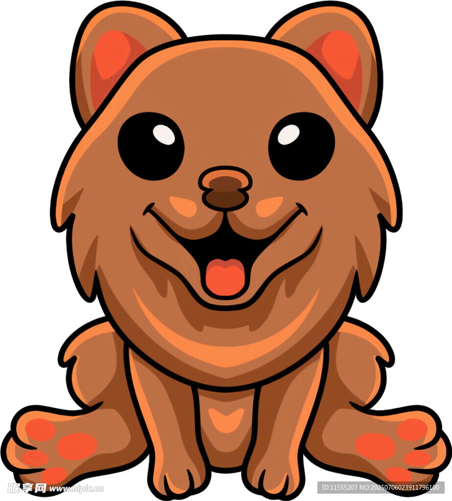 可爱棕色小狗开心坐着