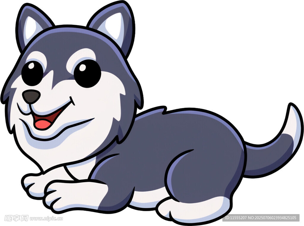 可爱趴着的卡通哈士奇