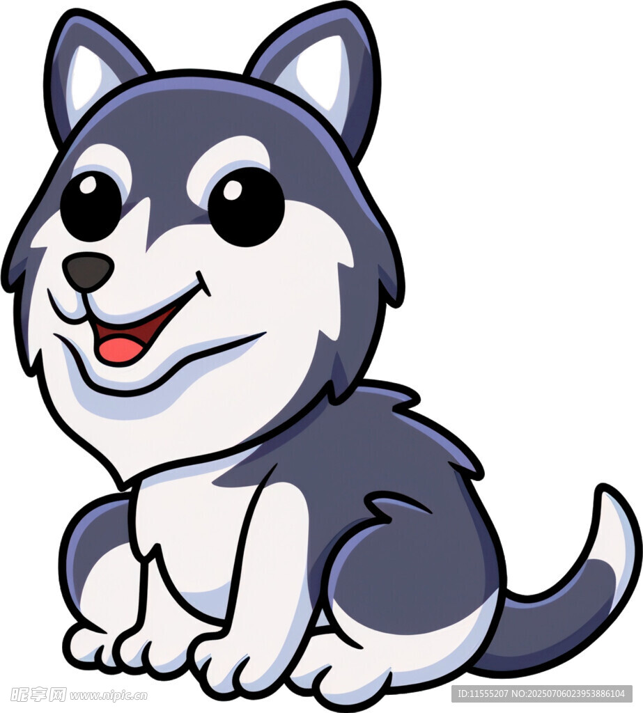 可爱坐着的卡通哈士奇