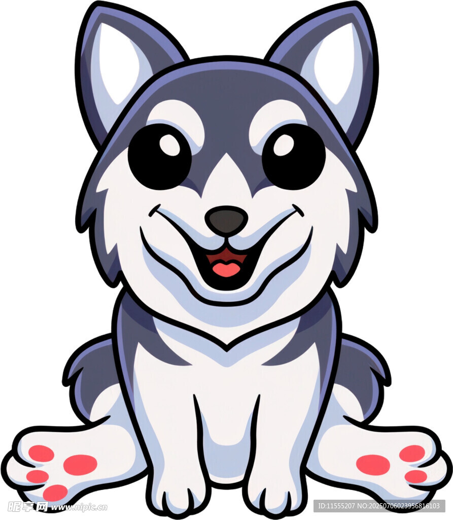 可爱坐着的哈士奇卡通形象