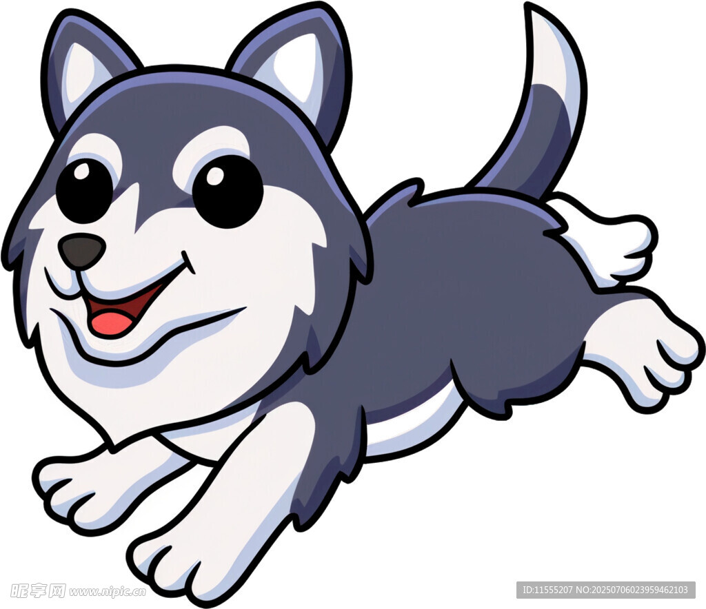 奔跑的卡通哈士奇小狗