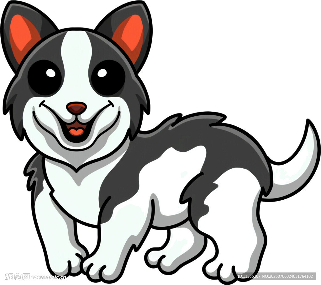 可爱黑白小狗卡通形象