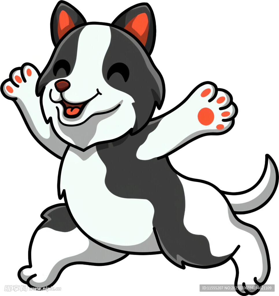 欢快跳跃的卡通小狗