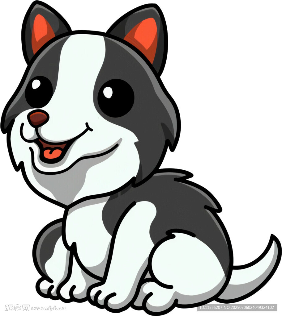 可爱黑白小狗卡通形象