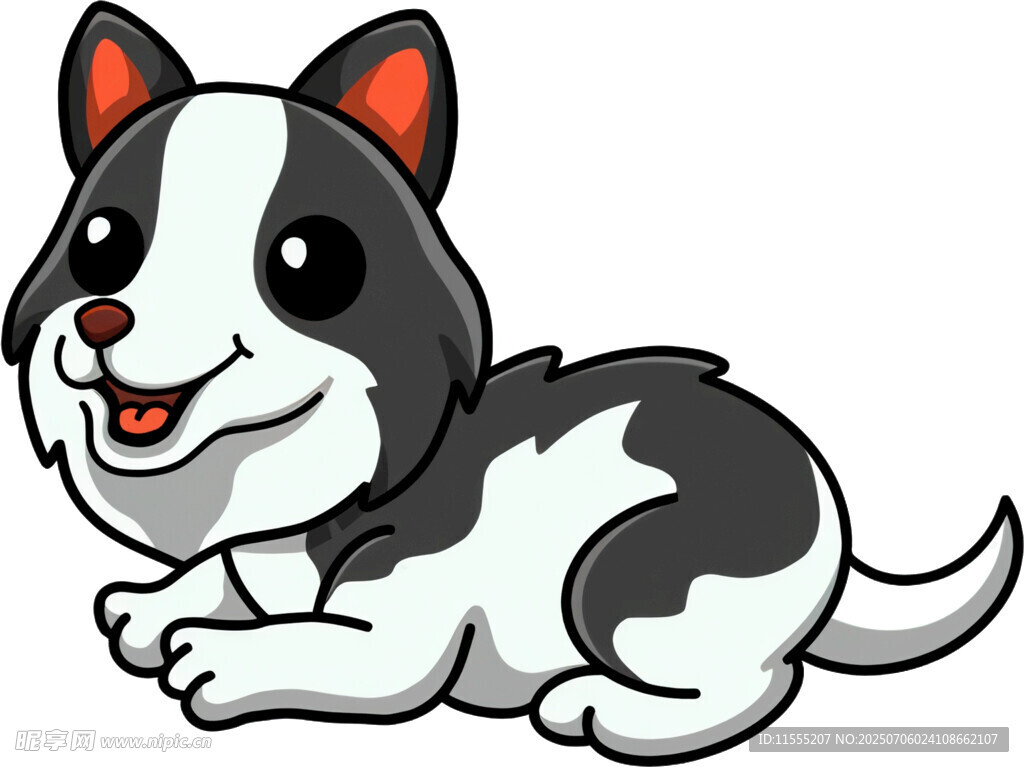 可爱趴着的黑白小狗