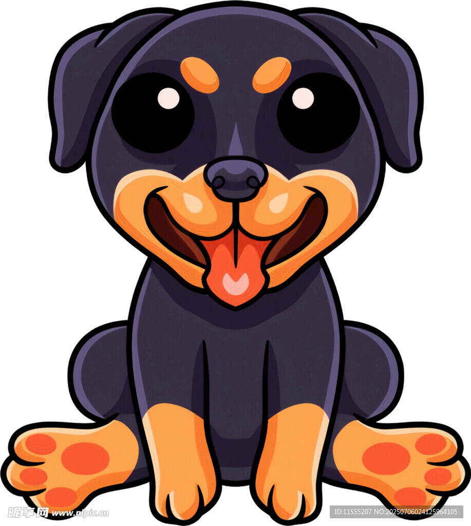 可爱黑棕小狗开心吐舌