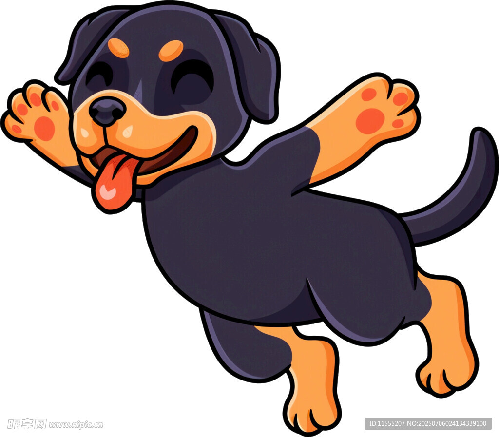 跳跃的可爱罗威纳犬