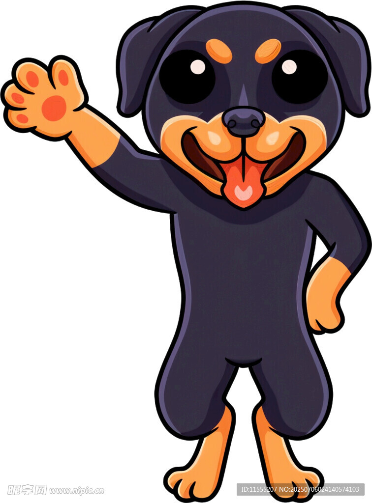 可爱罗威纳犬挥手打招呼