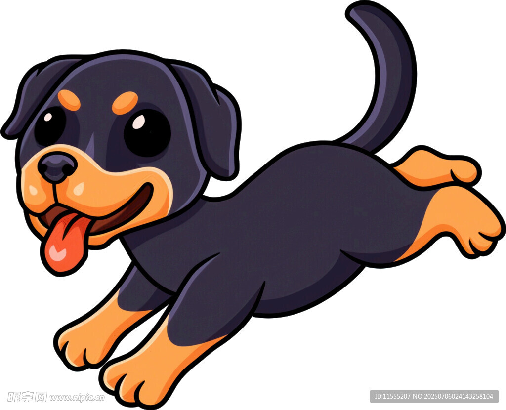 奔跑的可爱罗威纳犬