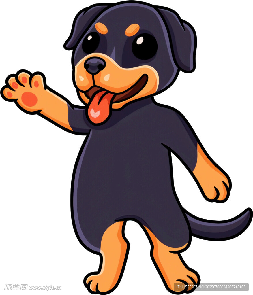 可爱罗威纳犬挥手示意