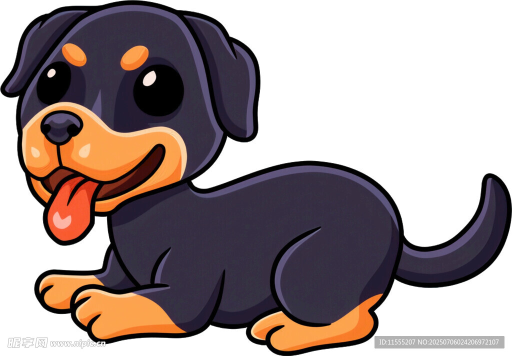 可爱黑棕小狗吐舌卖萌