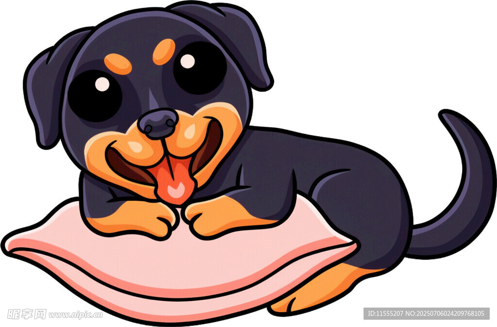 趴着的可爱罗威纳犬