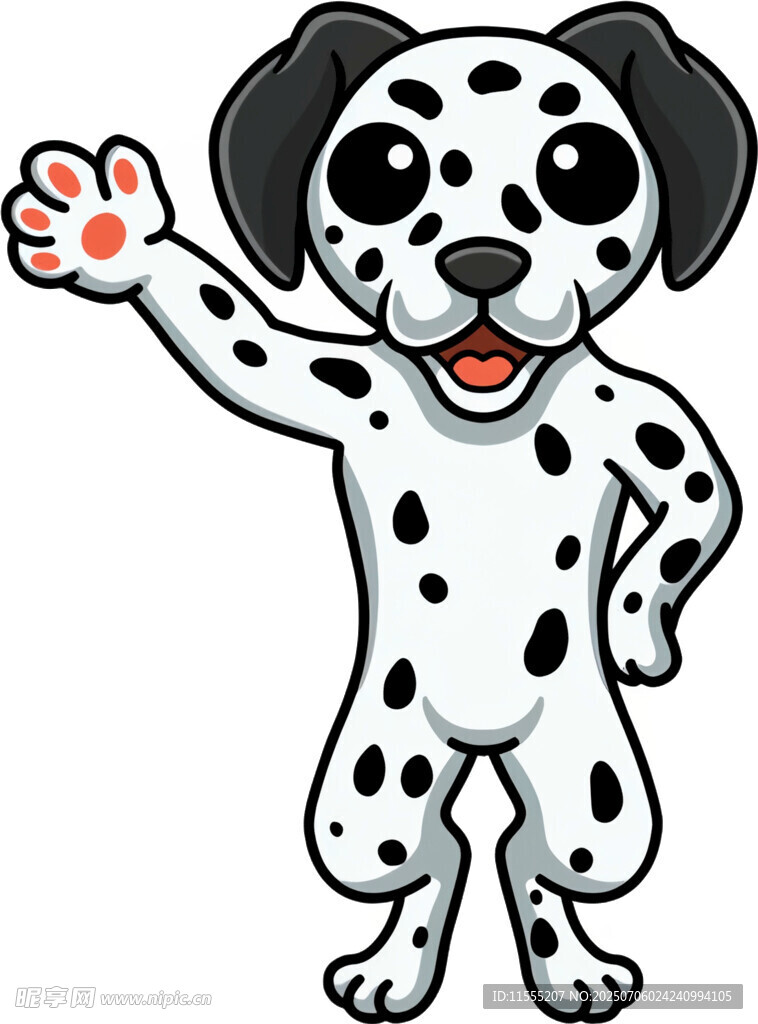 斑点狗挥手打招呼