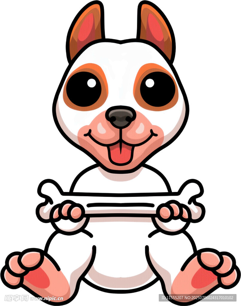 可爱小狗抱骨头卡通形象