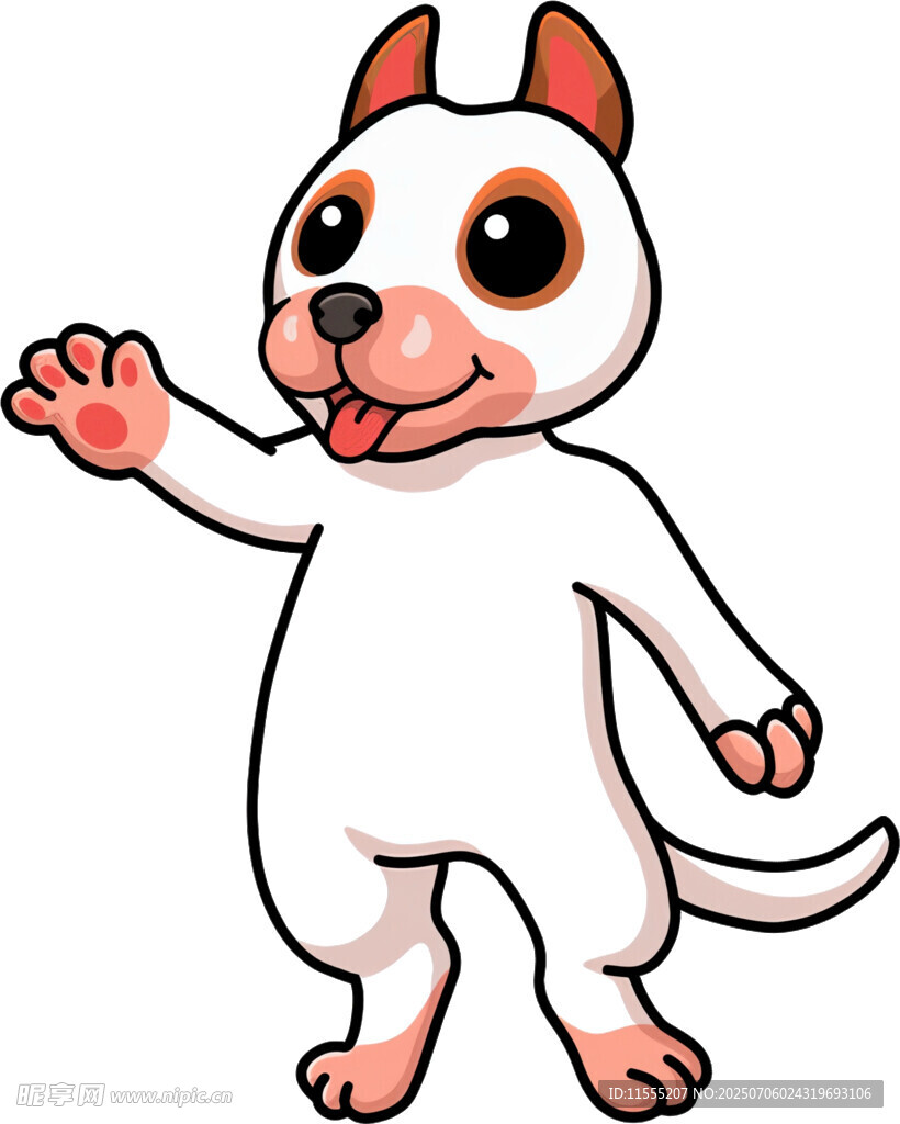 挥手的卡通小狗