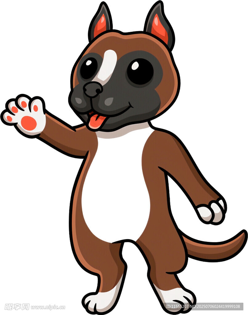 可爱卡通小狗挥手示意