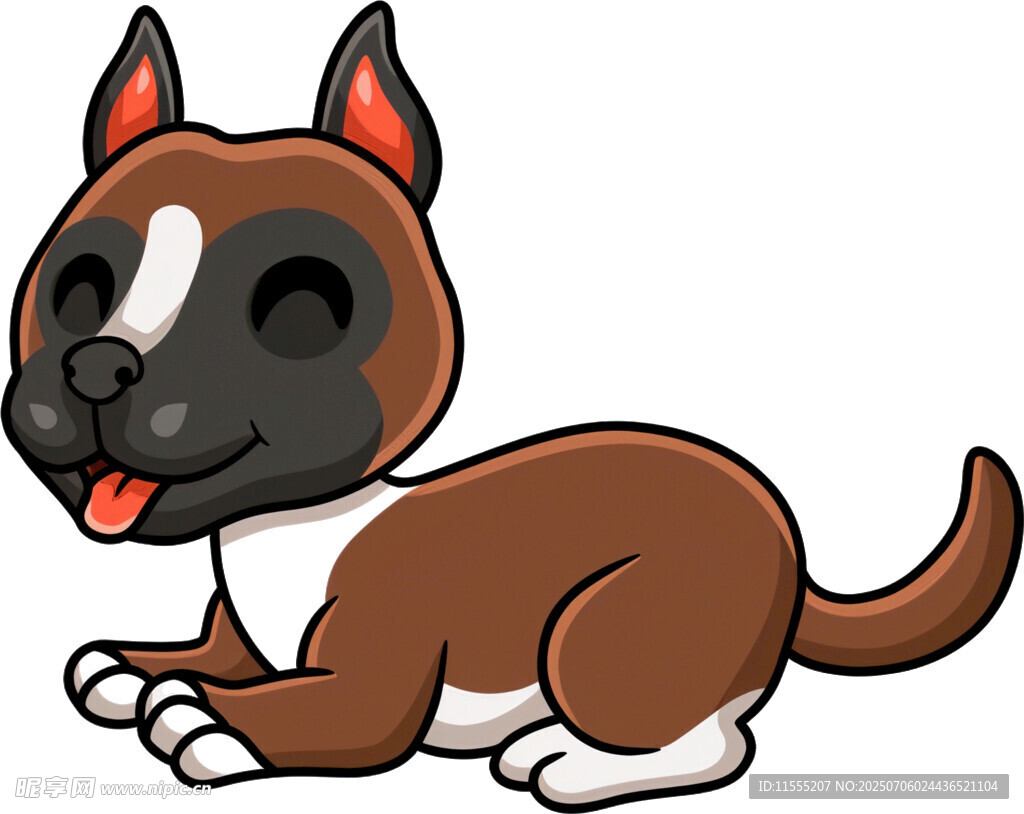 趴着的可爱卡通小狗