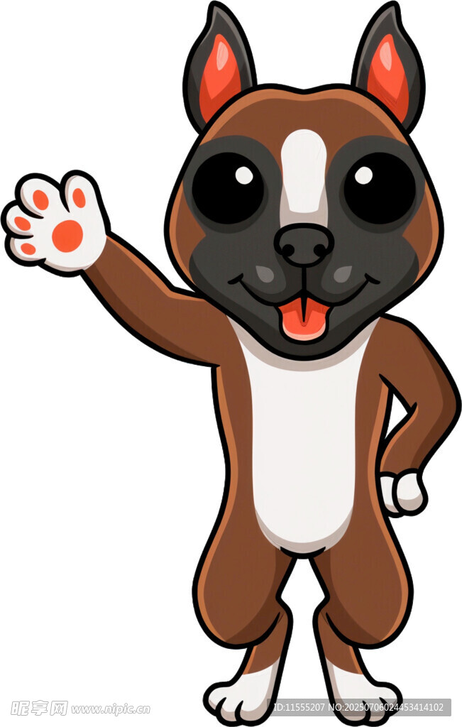 挥手的卡通小狗