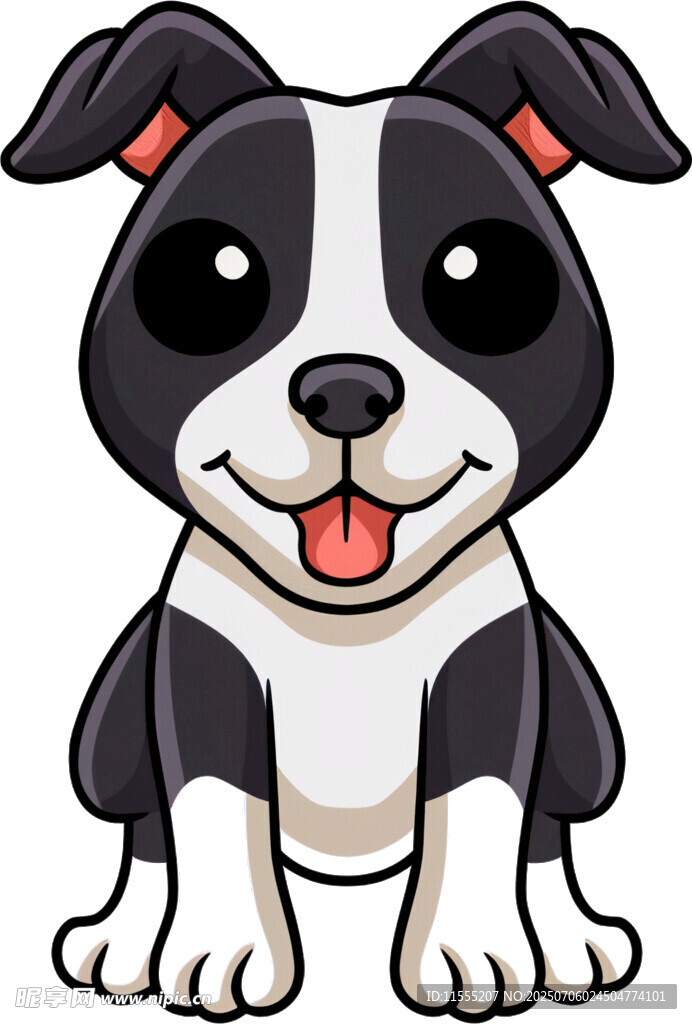 可爱黑白小狗卡通形象
