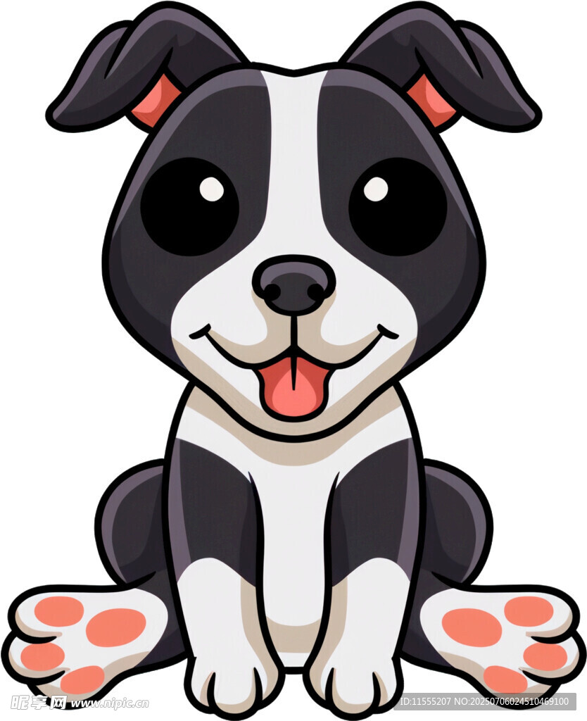 可爱黑白小狗坐着卖萌