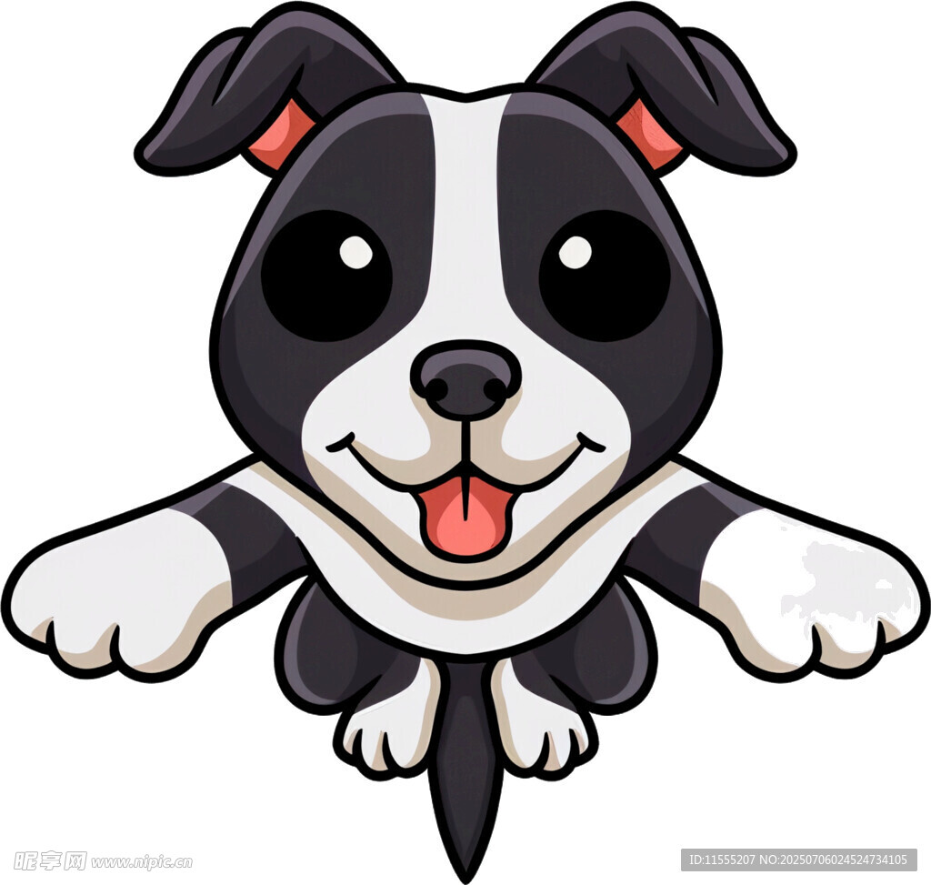 可爱黑白小狗欢快跃起