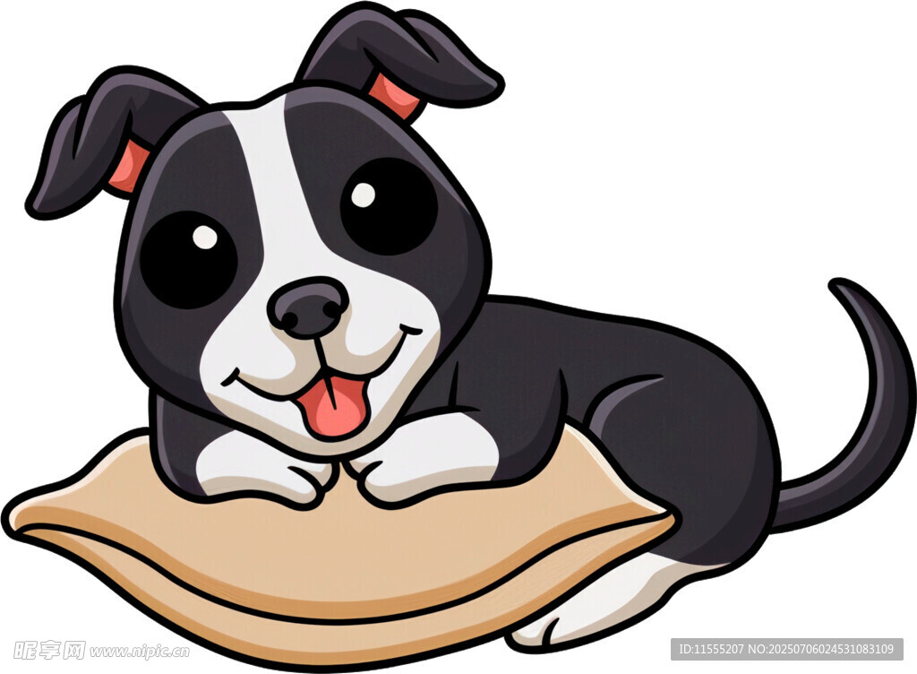 趴着的可爱卡通小狗