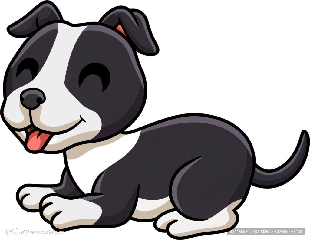 趴着的可爱黑白小狗
