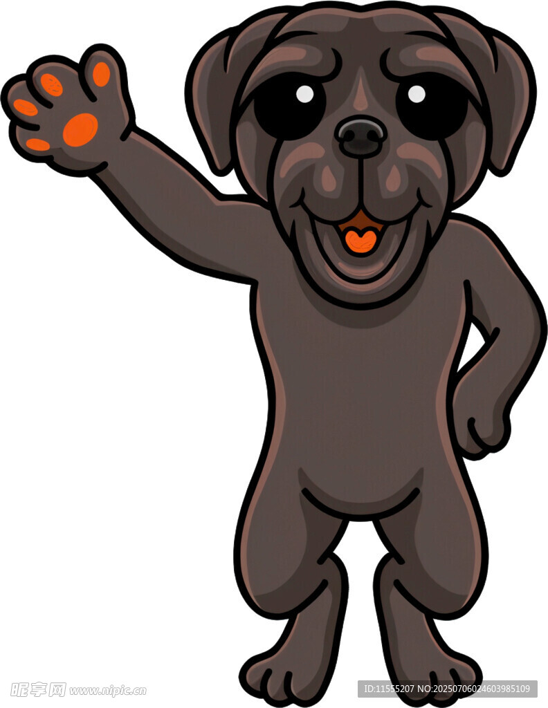 挥手的可爱卡通小狗