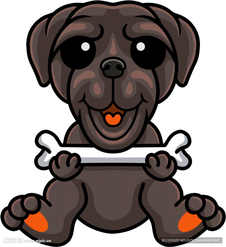 可爱小狗叼着骨头