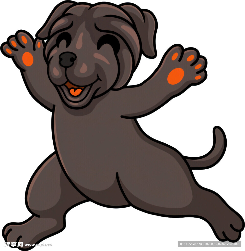 欢快跳跃的黑色小狗