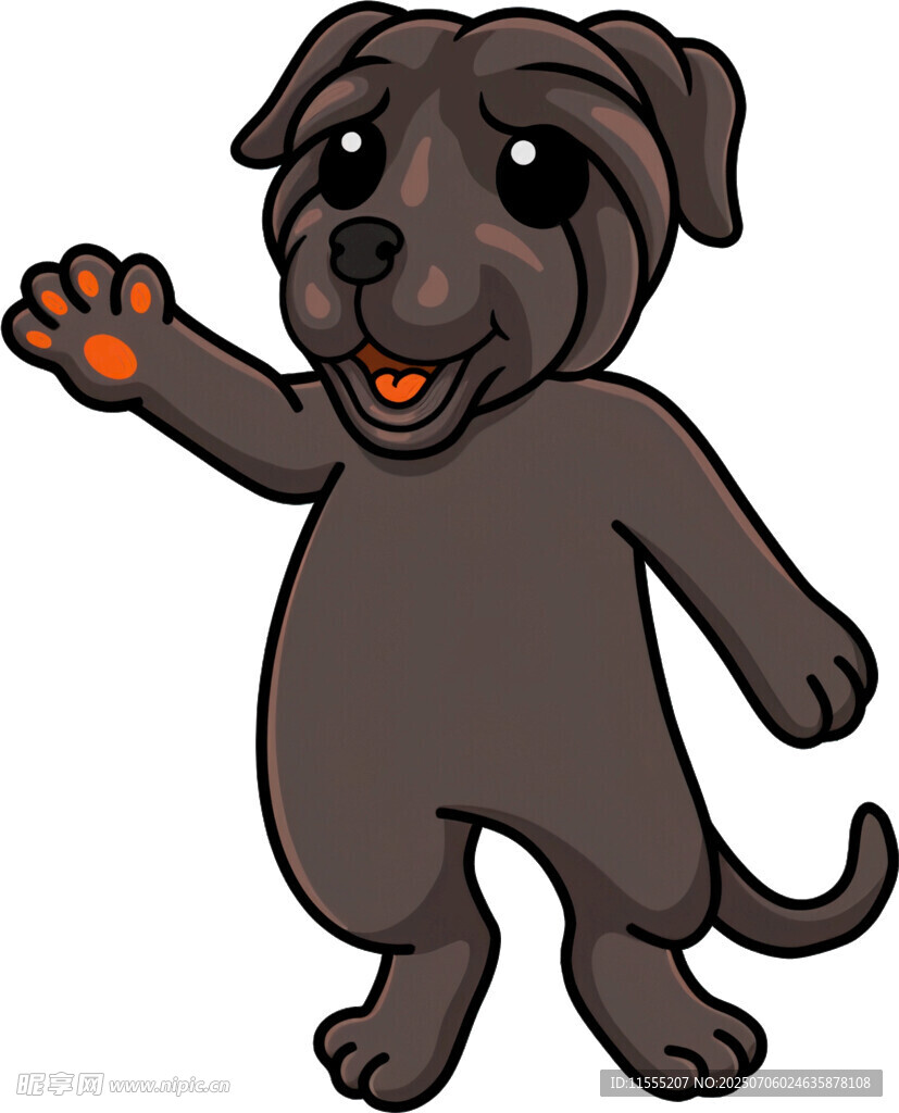 挥手的可爱小狗